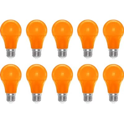 ZFQ 3W E27 Farbige Glühbirnen A60 3W LED Leuchtmittel Birnenform Orange Farbige E27 LED Glühbirne 250LM, für Außen, Partys, Bühnen, Innendekorationen, 10er Pack ZFQ 3W E27 Farbige Glühbirnen A60 3W LED Leuchtmittel Birnenform Orange Farbige E27 LED Glühbirne 250LM, für Außen, Partys, Bühnen, Innendekorationen, 10er Pack