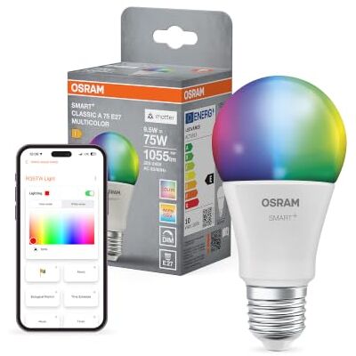Osram SMART+ LED-Lampe A75 Kolbenform E27 RGBW, Multicolor, dimmbar, Matter over WiFi, App- und Sprachsteuerung, 9,5W, 16 Mio. Farben Osram SMART+ LED-Lampe A75 Kolbenform E27 RGBW, Multicolor, dimmbar, Matter over WiFi, App- und Sprachsteuerung, 9,5W, 16 Mio. Farben