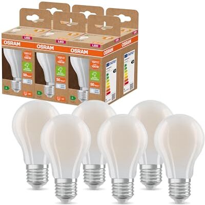 Osram LED SUPERSTAR+ CLASSIC A GL FR 100 LED-Lampe mit Sockel E27, weiß, 7,2W, 1512lm, 4000K, kaltweißes Licht, bis zu 60% Energieeinsparung vs. Standard LED-Lampen, 6-Pack Osram LED SUPERSTAR+ CLASSIC A GL FR 100 LED-Lampe mit Sockel E27, weiß, 7,2W, 1512lm, 4000K, kaltweißes Licht, bis zu 60% Energieeinsparung vs. Standard LED-Lampen, 6-Pack