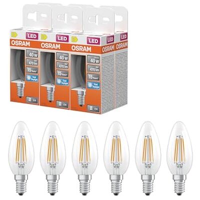 Osram LED-Lampe Star Classic Kerze Filament 3,4W Klar E14 Osram LED-Lampe Star Classic Kerze Filament 3,4W Klar E14