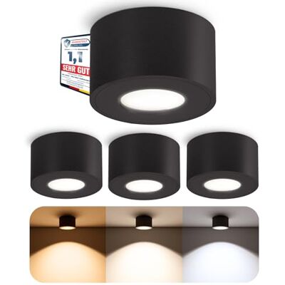 SSC-LUXon 4er Set CELI-1 Aufbauleuchte IP44 Bad Außen inkl. LED Leuchtmittel 230V 4x Aufputz LED Spot schwarz 4W warmweiß SSC-LUXon 4er Set CELI-1 Aufbauleuchte IP44 Bad Außen inkl. LED Leuchtmittel 230V 4x Aufputz LED Spot schwarz 4W warmweiß