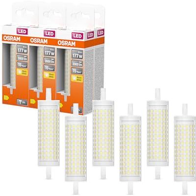 Osram LED Line LED-Lampe mit Filament, klarer Leuchtkörper aus Kunststoff, 20 W, R7s Retrofit-Sockel, EEK D, 3000 lm, 3000 K warmweißes Licht für die Allgemeinbeleuchtung, 6-Pack Osram LED Line LED-Lampe mit Filament, klarer Leuchtkörper aus Kunststoff, 20 W, R7s Retrofit-Sockel, EEK D, 3000 lm, 3000 K warmweißes Licht für die Allgemeinbeleuchtung, 6-Pack