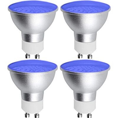 Bonlux GU10 Blau LED Lampe, 5W gu10 Blau Gefärbtes Spotlicht AC 220-240V 120 Grad Strahlwinkel 50W MR16 GU10 Blauer Halogenersatz für Wandwaschanlagen Lampen Landschaftsbeleuchtung, 4 Stück Bonlux GU10 Blau LED Lampe, 5W gu10 Blau Gefärbtes Spotlicht AC 220-240V 120 Grad Strahlwinkel 50W MR16 GU10 Blauer Halogenersatz für Wandwaschanlagen Lampen Landschaftsbeleuchtung, 4 Stück