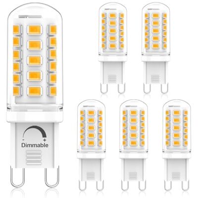 ECO G9 LED Warmweiß Dimmbar, 2700K 3W Ersatz 40W-50W Halogenlampe, 500LM, AC220V-240V, Kein Flackern, LED G9 Glühbirne Warmweiss, 6er Pack ECO G9 LED Warmweiß Dimmbar, 2700K 3W Ersatz 40W-50W Halogenlampe, 500LM, AC220V-240V, Kein Flackern, LED G9 Glühbirne Warmweiss, 6er Pack