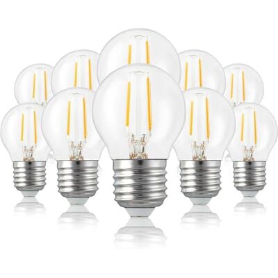 hellum LED Glühbirne E27 10er warmweiß 2,2W LED Birne ersetzt 25 Watt klar LED Lampe 250 Lumen 2700 Kelvin, E27 Vintage LED Leuchtmittel, Glühlampe Mini Globe, LED Filament innen & außen 220414 hellum LED Glühbirne E27 10er warmweiß 2,2W LED Birne ersetzt 25 Watt klar LED Lampe 250 Lumen 2700 Kelvin, E27 Vintage LED Leuchtmittel, Glühlampe Mini Globe, LED Filament innen & außen 220414