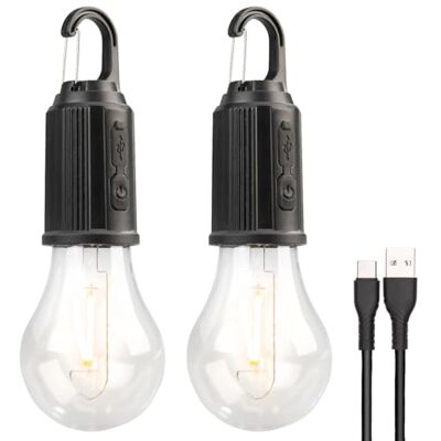 Lunartec Akku Birne: 2er-Set LED-Akku-Glühbirnen mit je 120 Lumen, 400 mAh, USB-Ladung (Camping Licht, Glühlampe, Angeln) Lunartec Akku Birne: 2er-Set LED-Akku-Glühbirnen mit je 120 Lumen, 400 mAh, USB-Ladung (Camping Licht, Glühlampe, Angeln)