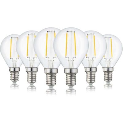 hellum LED Glühbirne E14 6er warmweiß, 2,2W ersetzt 25 Watt klar LED Lampe 250 Lumen 2700 Kelvin, E14 Vintage LED Leuchtmittel, Glühlampe Tropfen G45, LED Filament innen & außen 220797 hellum LED Glühbirne E14 6er warmweiß, 2,2W ersetzt 25 Watt klar LED Lampe 250 Lumen 2700 Kelvin, E14 Vintage LED Leuchtmittel, Glühlampe Tropfen G45, LED Filament innen & außen 220797