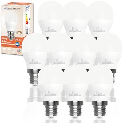 LED ATOMANT 10x LED Lampe E27 G45 9W Kaltweiß 950lm Großer Sockel, 6500K LED ATOMANT 10x LED Lampe E27 G45 9W Kaltweiß 950lm Großer Sockel, 6500K