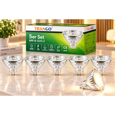 Trango 5er Set MR16030 LED Leuchtmittel mit MR16 Fassung zum Austausch von herkömmlichen Halogen Leuchtmittel MR16 I GU5.3 I G4 12 Volt 3000K warmweiß Glühlampe, Reflektor Lampe Trango 5er Set MR16030 LED Leuchtmittel mit MR16 Fassung zum Austausch von herkömmlichen Halogen Leuchtmittel MR16 I GU5.3 I G4 12 Volt 3000K warmweiß Glühlampe, Reflektor Lampe