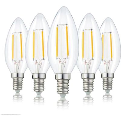 hellum LED Lampe Kerzenform E14, 5er warmweiß 2,2W ersetzt 25 Watt klar Kerzenlampe 250 Lumen 2700 Kelvin, E14 Vintage Leuchtmittel, Glühbirne LED Kerzenbirne C35, LED Filament innen & außen 220780 hellum LED Lampe Kerzenform E14, 5er warmweiß 2,2W ersetzt 25 Watt klar Kerzenlampe 250 Lumen 2700 Kelvin, E14 Vintage Leuchtmittel, Glühbirne LED Kerzenbirne C35, LED Filament innen & außen 220780