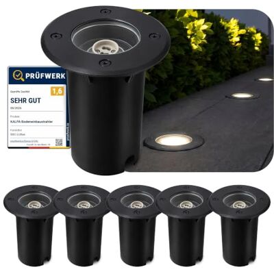 SSC-LUXon KALPA Bodeneinbaustrahler 6er schwarz Echtglas IP67 für GU10 Sechs trittfeste Erdstrahler schwarz mit Echtglas reihenschaltbar 230V, für Wege & Hof, IP67, für GU10 (ohne Leuchtmittel) SSC-LUXon KALPA Bodeneinbaustrahler 6er schwarz Echtglas IP67 für GU10 Sechs trittfeste Erdstrahler schwarz mit Echtglas reihenschaltbar 230V, für Wege & Hof, IP67, für GU10 (ohne Leuchtmittel)