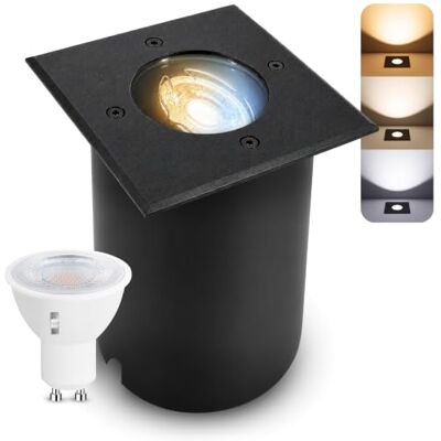 SSC-LUXon JUAVI Bodeneinbauleuchte eckig IP67 GU10 5W 3 Lichtfarben Befahrbarer Bodenstrahler bis 2000kg schwenkbar, warm / neutral / kalt, direkt an 230V, für Garten & Wege, inkl. LED SSC-LUXon JUAVI Bodeneinbauleuchte eckig IP67 GU10 5W 3 Lichtfarben Befahrbarer Bodenstrahler bis 2000kg schwenkbar, warm / neutral / kalt, direkt an 230V, für Garten & Wege, inkl. LED