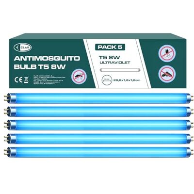 CLAR Neon Anti-Moskito, Insektenschutz, für Lampe, Insektenvernichter, Glühbirne, 28,8 x 1,6 cm (8 W, 5 Stück) CLAR Neon Anti-Moskito, Insektenschutz, für Lampe, Insektenvernichter, Glühbirne, 28,8 x 1,6 cm (8 W, 5 Stück)