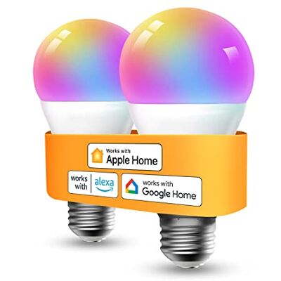 Refoss Smart WLAN Glühbirne E27 unterstützt HomeKit, Intelligente Alexa Lampe Mehrfarbrige Dimmbare LED Light Bulb mit Siri, Alexa, Google Assitant, 9W 2700K-6500K Warmweiß, Kaltweiß, 2 Stück Refoss Smart WLAN Glühbirne E27 unterstützt HomeKit, Intelligente Alexa Lampe Mehrfarbrige Dimmbare LED Light Bulb mit Siri, Alexa, Google Assitant, 9W 2700K-6500K Warmweiß, Kaltweiß, 2 Stück