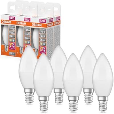 Osram LED Superstar Classic LED-Lampe in B-Kolbenform mit drei Lichtszenen Relax, Active, Sleep. Aus gefrostetem Kunststoff, 4.9W, E14 Fassung, Farbtemperatur 2700-4000 K, 6-Pack Osram LED Superstar Classic LED-Lampe in B-Kolbenform mit drei Lichtszenen Relax, Active, Sleep. Aus gefrostetem Kunststoff, 4.9W, E14 Fassung, Farbtemperatur 2700-4000 K, 6-Pack