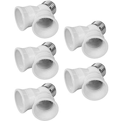 PerfectHD 5x Lampensockel Y-Adapter E27 auf 2x E27 Lampenfassung Konverter Fassung Sockel Stecker Glühbirne Lampe LED 5 Stück PerfectHD 5x Lampensockel Y-Adapter E27 auf 2x E27 Lampenfassung Konverter Fassung Sockel Stecker Glühbirne Lampe LED 5 Stück