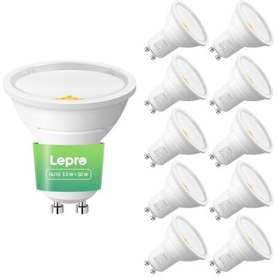 Lepro Energieklasse A GU10 LED Neutralweiß Lampe, 3.3W, Nicht Dimmbar 4000K 590lm, 100° Abstrahlwinkel, Energiesparendes GU 10 Leuchtmittel für Küche, Badezimmer, Arbeitsfläche, 10 Stück Lepro Energieklasse A GU10 LED Neutralweiß Lampe, 3.3W, Nicht Dimmbar 4000K 590lm, 100° Abstrahlwinkel, Energiesparendes GU 10 Leuchtmittel für Küche, Badezimmer, Arbeitsfläche, 10 Stück