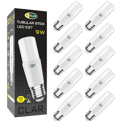 CLAR Energiesparlampe E27, Maiskolben LED E27, Energiesparlampen, Länglich LED, 9W Kaltweiß 6000ºK (Pack 10) CLAR Energiesparlampe E27, Maiskolben LED E27, Energiesparlampen, Länglich LED, 9W Kaltweiß 6000ºK (Pack 10)