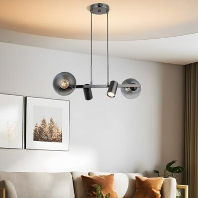 Opviq Antique Lacquer Chandelier, Metal Body, Adjustable Height 30-110 cm, Ø14 Glass Cap, 2 x E27 & 2 x GU10 Sockets, Elegant Lighting for Home Decor Opviq Antique Lacquer Chandelier, Metal Body, Adjustable Height 30-110 cm, Ø14 Glass Cap, 2 x E27 & 2 x GU10 Sockets, Elegant Lighting for Home Decor