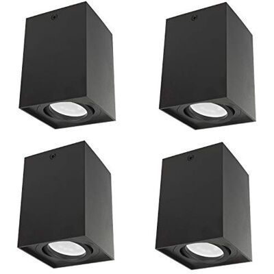 Maclean MCE426 B Deckenaufbauleuchte 4-er Pack mit GU10 Fassung für LED & Halogen Leuchtmittel bis 40W Aufputz Schwenkbar Aluminium (Schwarz, 4 Stück Eckig Inkl. Leuchtmittel 7W Warmweiß) Maclean MCE426 B Deckenaufbauleuchte 4-er Pack mit GU10 Fassung für LED & Halogen Leuchtmittel bis 40W Aufputz Schwenkbar Aluminium (Schwarz, 4 Stück Eckig Inkl. Leuchtmittel 7W Warmweiß)