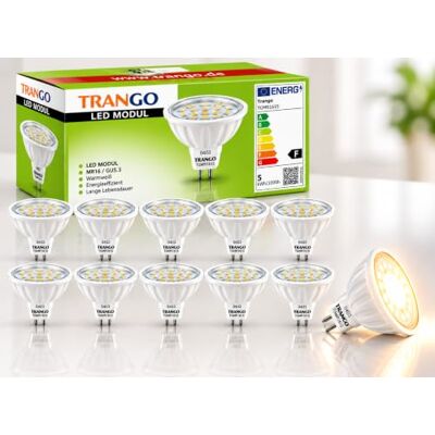 Trango 10er Set MR1615 LED Leuchtmittel 6 Watt 450 Lumen 12-Volt 3000K warmweiß mit MR16 I GU5.3 I G4 Fassung zum Austausch herkömmlicher Halogen Glühlampe, Reflektor Lampe, LED Birnen Trango 10er Set MR1615 LED Leuchtmittel 6 Watt 450 Lumen 12-Volt 3000K warmweiß mit MR16 I GU5.3 I G4 Fassung zum Austausch herkömmlicher Halogen Glühlampe, Reflektor Lampe, LED Birnen