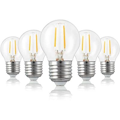 hellum LED Glühbirne E27 5er warmweiß 2,2W LED Birne ersetzt 25 Watt klar LED Lampe 250 Lumen 2700 Kelvin, E27 Vintage LED Leuchtmittel, Glühlampe Mini Globe, LED Filament innen & außen 209105 hellum LED Glühbirne E27 5er warmweiß 2,2W LED Birne ersetzt 25 Watt klar LED Lampe 250 Lumen 2700 Kelvin, E27 Vintage LED Leuchtmittel, Glühlampe Mini Globe, LED Filament innen & außen 209105