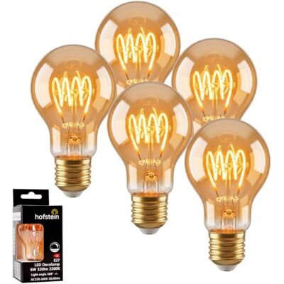HOFSTEIN E27 LED Warmweiss Glühbirne 5er Set, Vintage Leuchtmittel Kugeloptik, 2200 Kelvin 320 Lumen A60, Dekorative Glühbirne Für Wohnzimmer, Schlafzimmer Und Gastronomie, 230V, Dimmbar HOFSTEIN E27 LED Warmweiss Glühbirne 5er Set, Vintage Leuchtmittel Kugeloptik, 2200 Kelvin 320 Lumen A60, Dekorative Glühbirne Für Wohnzimmer, Schlafzimmer Und Gastronomie, 230V, Dimmbar