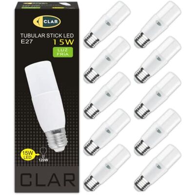 CLAR Energiesparlampe E27, Maiskolben LED E27, Energiesparlampen, Länglich LED, 15W Kaltweiß 6000ºK (Pack 10) CLAR Energiesparlampe E27, Maiskolben LED E27, Energiesparlampen, Länglich LED, 15W Kaltweiß 6000ºK (Pack 10)