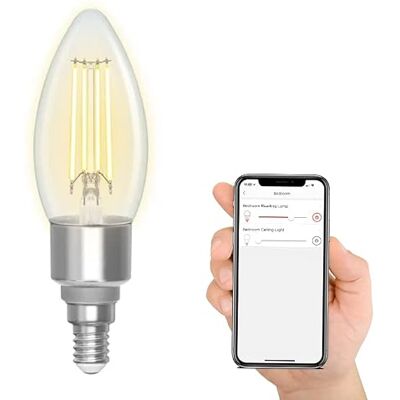 Levitantes Intelligente WLAN-Glühbirne mit Kerze, C35 E14, kompatibel mit Alexa und Google Home, Glühbirne 4,5 W, 470 lm, intelligente Wi Fi-Glühbirne, transparent (Kerze) Levitantes Intelligente WLAN-Glühbirne mit Kerze, C35 E14, kompatibel mit Alexa und Google Home, Glühbirne 4,5 W, 470 lm, intelligente Wi Fi-Glühbirne, transparent (Kerze)