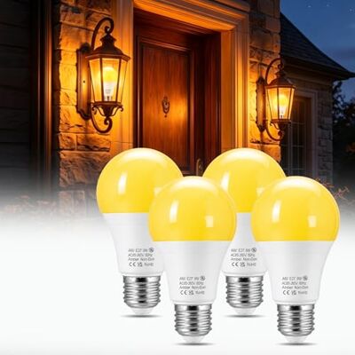 Bonlux 4er E27 2000K Amber LED Edison Glühbirne Warmweiß Außenleuchten A19 9W Ersetzt 60W Glühlampen, Nicht Dimmbar, A60 E27 Lampe für Terrasse Hof Garten Deck Schlafzimmer Bonlux 4er E27 2000K Amber LED Edison Glühbirne Warmweiß Außenleuchten A19 9W Ersetzt 60W Glühlampen, Nicht Dimmbar, A60 E27 Lampe für Terrasse Hof Garten Deck Schlafzimmer