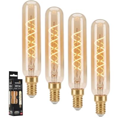 HOFSTEIN E14 LED Warmweiss Glühbirne 4er Set Vintage Glühbirne E14 Leuchtmittel 4W Ersatz Für 25W, Dekorative Längliche Retro Lampe Aus Glas Für Stimmungsvolle Akzentbeleuchtung T25 HOFSTEIN E14 LED Warmweiss Glühbirne 4er Set Vintage Glühbirne E14 Leuchtmittel 4W Ersatz Für 25W, Dekorative Längliche Retro Lampe Aus Glas Für Stimmungsvolle Akzentbeleuchtung T25