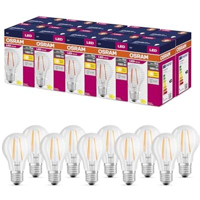 Osram LED Star Value Classic A75 LED Lampe für E27 Sockel, Birnenform, FIL, 1055 Lumen, warmweiß (2700K), Ersatz für herkömmliche 75W Glühbirnen, nicht dimmbar, 10er-Pack Osram LED Star Value Classic A75 LED Lampe für E27 Sockel, Birnenform, FIL, 1055 Lumen, warmweiß (2700K), Ersatz für herkömmliche 75W Glühbirnen, nicht dimmbar, 10er-Pack