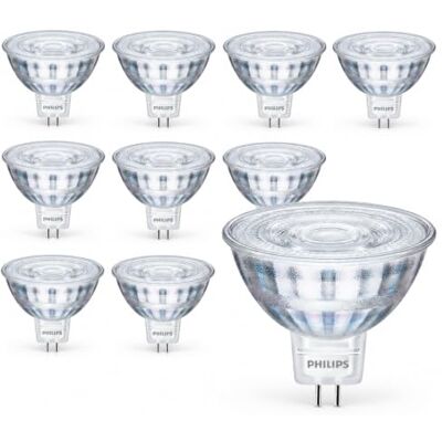 Philips LEDspot MR16 Leuchtmittel, Warmweiß, 3W, GU5.3, 20W Ersatz, 230 lm, 12V, 10er SPARPACK Philips LEDspot MR16 Leuchtmittel, Warmweiß, 3W, GU5.3, 20W Ersatz, 230 lm, 12V, 10er SPARPACK