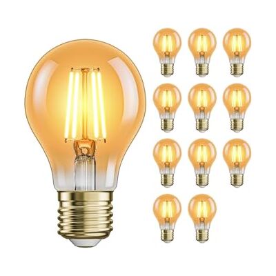 ledscom.de 12x E27 LED Leuchtmittel, A60, extra warmweiß (2500 K), 4,2 W, 471lm, goldfarben ledscom.de 12x E27 LED Leuchtmittel, A60, extra warmweiß (2500 K), 4,2 W, 471lm, goldfarben