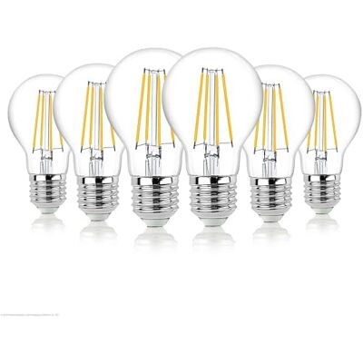 hellum LED Glühbirne E27 6er warmweiß dimmbar 7,3W, ersetzt 60 Watt klar LED Lampe 806 Lumen 90 Ra 2700 Kelvin, E27 Vintage LED Leuchtmittel, Glühlampe Tropfen A60, LED Filament innen & außen 220681 hellum LED Glühbirne E27 6er warmweiß dimmbar 7,3W, ersetzt 60 Watt klar LED Lampe 806 Lumen 90 Ra 2700 Kelvin, E27 Vintage LED Leuchtmittel, Glühlampe Tropfen A60, LED Filament innen & außen 220681