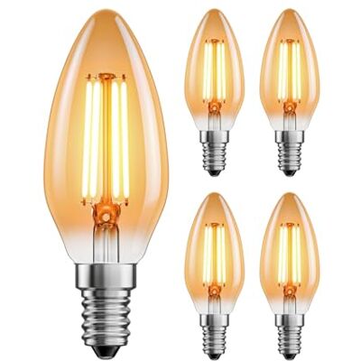 ledscom.de 5x E14 LED Leuchtmittel, Kerze, extra warmweiß (2500 K), 4,1 W, 458lm, goldfarben ledscom.de 5x E14 LED Leuchtmittel, Kerze, extra warmweiß (2500 K), 4,1 W, 458lm, goldfarben