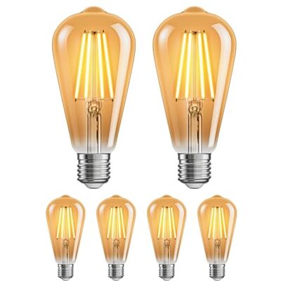 ledscom.de 6x E27 LED Leuchtmittel, ST64, extra warmweiß (2500 K), 7,2 W, 814lm, 3-Stufen-Dimmer, goldfarben ledscom.de 6x E27 LED Leuchtmittel, ST64, extra warmweiß (2500 K), 7,2 W, 814lm, 3-Stufen-Dimmer, goldfarben