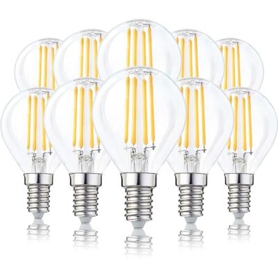 hellum LED Glühbirne E14 10er warmweiß dimmbar 4,2W, ersetzt 40 Watt klar LED Lampe 470 Lumen 90 Ra 2700 Kelvin, E14 Vintage LED Leuchtmittel, Glühlampe Tropfen G45, LED Filament innen & außen 220773 hellum LED Glühbirne E14 10er warmweiß dimmbar 4,2W, ersetzt 40 Watt klar LED Lampe 470 Lumen 90 Ra 2700 Kelvin, E14 Vintage LED Leuchtmittel, Glühlampe Tropfen G45, LED Filament innen & außen 220773