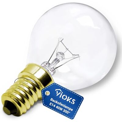 VIOKS Glühbirne E14 40W 230V 300°C 45mmØ 77mm für Neff Bosch Backofen Backofenlampe E14 Glühbirne Lampe, für Kühlschrank Mikrowelle Dunstabzugshaube, Zubehör für Elektro-Großgeräte VIOKS Glühbirne E14 40W 230V 300°C 45mmØ 77mm für Neff Bosch Backofen Backofenlampe E14 Glühbirne Lampe, für Kühlschrank Mikrowelle Dunstabzugshaube, Zubehör für Elektro-Großgeräte