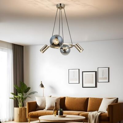 Opviq Antique Lacquer Chandelier, Metal Body, Adjustable Height 30-110 cm, Ø14 Glass Cap, 2x E27 & 2x GU10 Sockets, Elegant Lighting for Home Decor Opviq Antique Lacquer Chandelier, Metal Body, Adjustable Height 30-110 cm, Ø14 Glass Cap, 2x E27 & 2x GU10 Sockets, Elegant Lighting for Home Decor