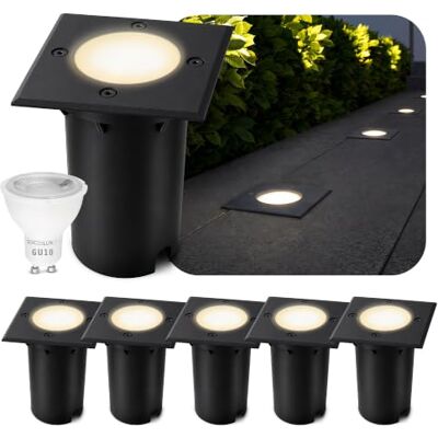 SSC-LUXon KALPA Bodenstrahler 6er Set schwarz eckig GU10 2W warmweiß IP67 Sechs befahrbare Bodenstrahler bis 2000kg schwarz warmweiß, sparsam 2W, für Einfahrt & Terrasse, IP67, inkl. GU10 LED SSC-LUXon KALPA Bodenstrahler 6er Set schwarz eckig GU10 2W warmweiß IP67 Sechs befahrbare Bodenstrahler bis 2000kg schwarz warmweiß, sparsam 2W, für Einfahrt & Terrasse, IP67, inkl. GU10 LED