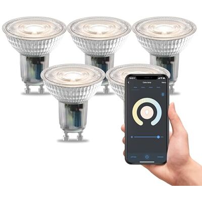 CALEX Smart LED Spot, GU10, PAR16, kalt- bis warmweißes Licht, dimmbar, WLAN App- & Sprachsteuerung, 5er Pack CALEX Smart LED Spot, GU10, PAR16, kalt- bis warmweißes Licht, dimmbar, WLAN App- & Sprachsteuerung, 5er Pack