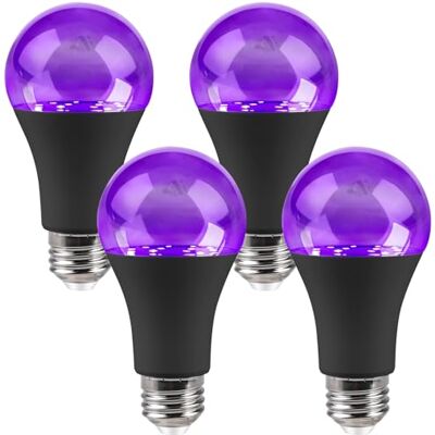Behogan 4 Stück UV Schwarzlicht Birne: E27 9W UV Glühbirne, 385-400nm Wellenlänge, UV Schwarzlicht Glühbirne E27 Glühlampe, Black Light Bulbfür Party, Keller, Disco, Club, Bar, Neonfarben (Schwarz) Behogan 4 Stück UV Schwarzlicht Birne: E27 9W UV Glühbirne, 385-400nm Wellenlänge, UV Schwarzlicht Glühbirne E27 Glühlampe, Black Light Bulbfür Party, Keller, Disco, Club, Bar, Neonfarben (Schwarz)