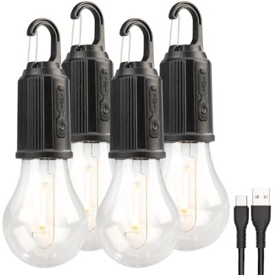 Lunartec Camping Licht: 4er-Set LED-Akku-Glühbirnen mit je 120 Lumen, 400 mAh, USB-Ladung (wiederaufladbare Glühbirne, Glühbirne USB aufladbar, Birne) Lunartec Camping Licht: 4er-Set LED-Akku-Glühbirnen mit je 120 Lumen, 400 mAh, USB-Ladung (wiederaufladbare Glühbirne, Glühbirne USB aufladbar, Birne)