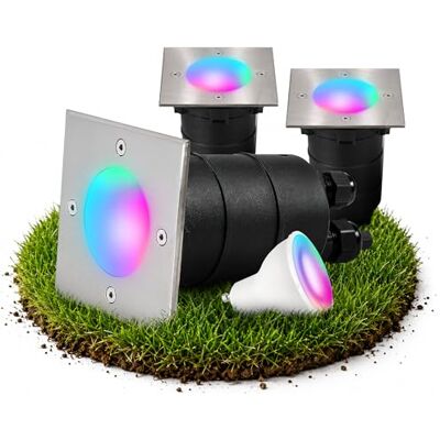SSC-LUXon MADON Bodeneinbaustrahler 3x eckig IP67 Smart GU10 RGB WLAN Drei smarte Bodenspots eckig IP67 mit RGB GU10 für Garten, Terrasse & Einfahrt, flächenbündig, befahrbar, per App SSC-LUXon MADON Bodeneinbaustrahler 3x eckig IP67 Smart GU10 RGB WLAN Drei smarte Bodenspots eckig IP67 mit RGB GU10 für Garten, Terrasse & Einfahrt, flächenbündig, befahrbar, per App