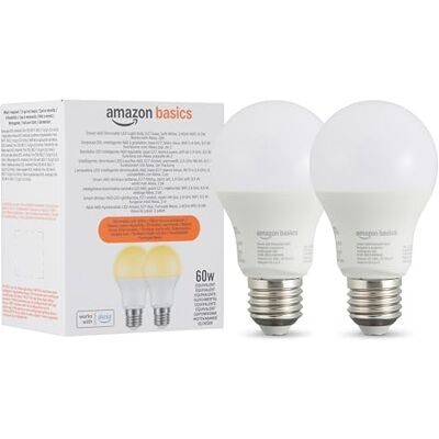Amazon smarte LED-Glühbirne, dimmbar, E27, sanftes Weiß, 8W (60W Equivalent), funktioniert nur mit Alexa, 2 Stück Amazon smarte LED-Glühbirne, dimmbar, E27, sanftes Weiß, 8W (60W Equivalent), funktioniert nur mit Alexa, 2 Stück