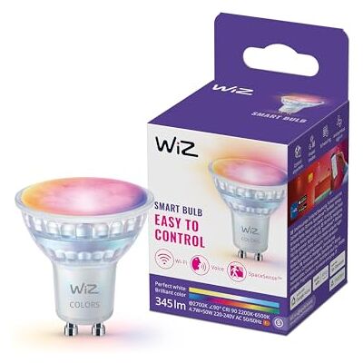 WiZ Smart GU10 LED Spot Glas, Color und Tunable White, äquivalent 50 W, 2200–6500 K, 345 Lumen, dimmbar, funktioniert mit Alexa, Google Assistant, und Apple Home, 1er Pack WiZ Smart GU10 LED Spot Glas, Color und Tunable White, äquivalent 50 W, 2200–6500 K, 345 Lumen, dimmbar, funktioniert mit Alexa, Google Assistant, und Apple Home, 1er Pack
