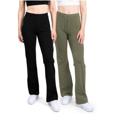 SES Flared Leggings Damen Baumwolle 2er Pack 32-34 bis 56-58 Baumwolle bequeme Jazzpants mit weitem Bein Yogahose Damen mit weichem Bund blickdicht und elastisch ideal für Yoga und Freizeit SES Flared Leggings Damen Baumwolle 2er Pack 32-34 bis 56-58 Baumwolle bequeme Jazzpants mit weitem Bein Yogahose Damen mit weichem Bund blickdicht und elastisch ideal für Yoga und Freizeit