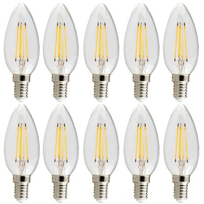 INNOVATE E14 LED Glühfaden Filament Kerze Lampe / 4 Watt Ersatz für 30W Glühlampe, dimmbar, warmweiss 2700K, Glas, 300 Lumen, 360° Abstrahlwinkel (10 Stück, E14 LED dimmbar warmweiß) INNOVATE E14 LED Glühfaden Filament Kerze Lampe / 4 Watt Ersatz für 30W Glühlampe, dimmbar, warmweiss 2700K, Glas, 300 Lumen, 360° Abstrahlwinkel (10 Stück, E14 LED dimmbar warmweiß)