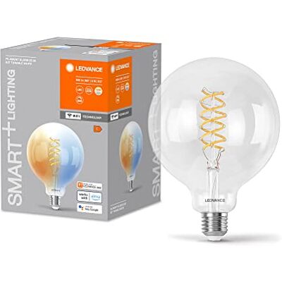 LEDVANCE SMART+ WIFI LED-Lampe, Weißglas, 8W, 806lm, Kugel-Form mit 125mm Durchmesser & E27, regulierbares Weißlicht (2700-6500K), dimmbar, App- oder Sprachsteuerung,15000 Stunden Lebensdauer,4er Pack LEDVANCE SMART+ WIFI LED-Lampe, Weißglas, 8W, 806lm, Kugel-Form mit 125mm Durchmesser & E27, regulierbares Weißlicht (2700-6500K), dimmbar, App- oder Sprachsteuerung,15000 Stunden Lebensdauer,4er Pack